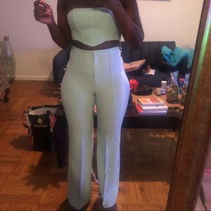 Pastel green 2 piece pants suit